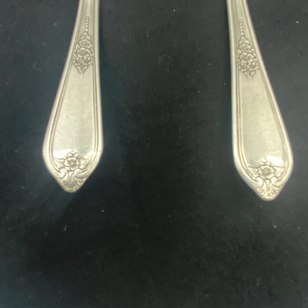 William Rogers IS Gardenia Silverplate Spoons Set of 2 Floral Art Deco 6